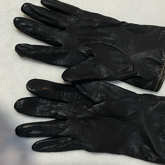 Daniel Black leather Gloves W Sz M - Picture 2 of 3